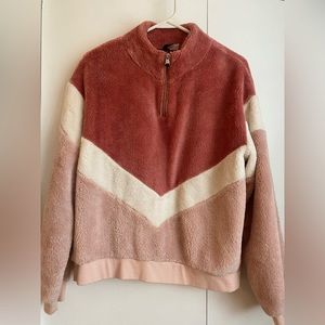 Fluffy pink quarter zip